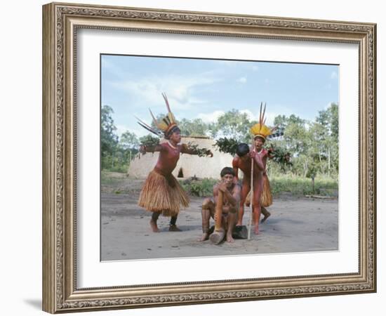 Kamayura Indian Fish Dance, Xingu, Brazil, South America-Robin Hanbury-tenison-Framed Photographic Print