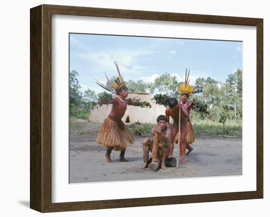 Kamayura Indian Fish Dance, Xingu, Brazil, South America-Robin Hanbury-tenison-Framed Photographic Print
