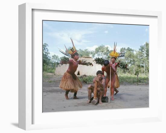 Kamayura Indian Fish Dance, Xingu, Brazil, South America-Robin Hanbury-tenison-Framed Photographic Print
