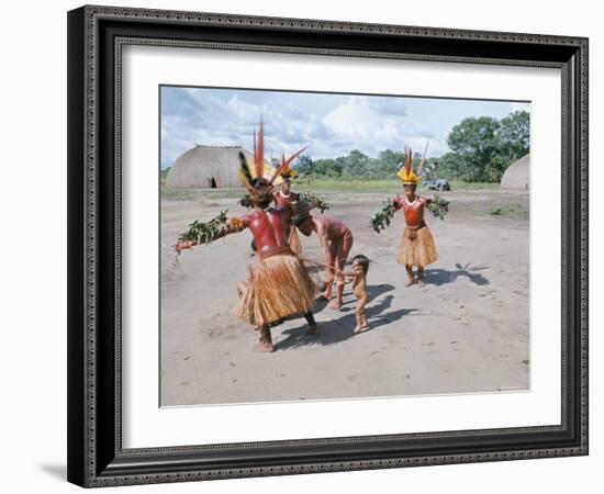 Kamayura Indians Dancing the Fish Dance, Xingu, Brazil, South America-Robin Hanbury-tenison-Framed Photographic Print