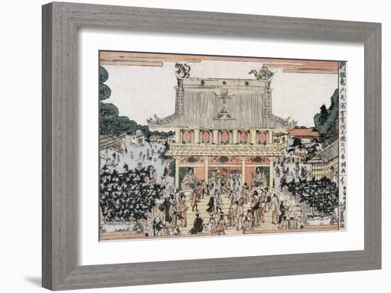 Kameido Tenmangu Shrine, Japanese Wood-Cut Print-Lantern Press-Framed Art Print