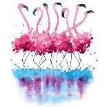 Flamingos Watercolor Painting-Kamieshkova-Mounted Premium Giclee Print