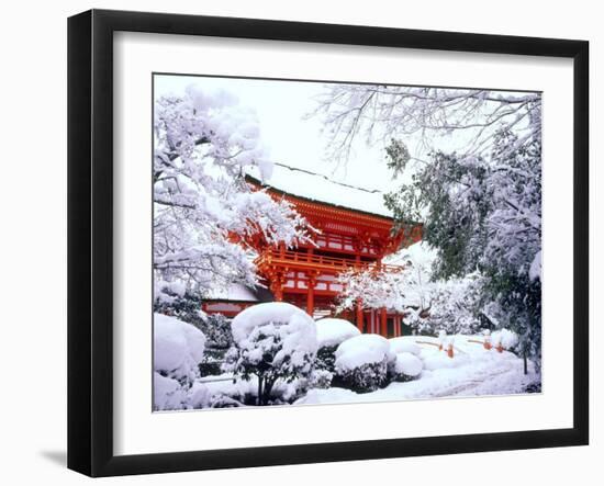 Kamigamo Shrine in Snow, Kyoto, Japan-null-Framed Photographic Print