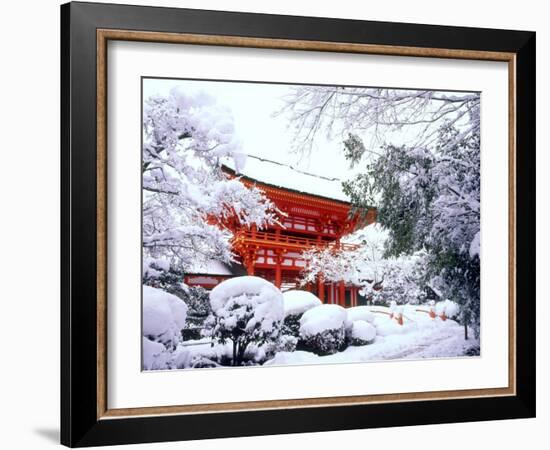 Kamigamo Shrine in Snow, Kyoto, Japan-null-Framed Photographic Print