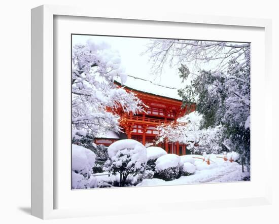 Kamigamo Shrine in Snow, Kyoto, Japan-null-Framed Photographic Print