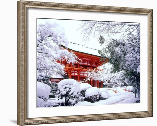 Kamigamo Shrine in Snow, Kyoto, Japan-null-Framed Photographic Print