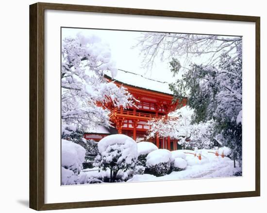 Kamigamo Shrine in Snow, Kyoto, Japan-null-Framed Photographic Print