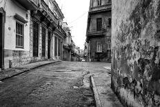 Gritty Black And White Image Of An Old Street In Havana-Kamira-Photographic Print
