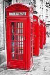 Row Of Iconic London Red Phone Cabins With The Rest Of The Picture In Black And White-Kamira-Photographic Print