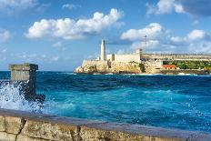 The Famous Castle of El Morro in Havana with a Stormy Weather and Big Waves in the Ocean-Kamira-Photographic Print