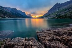 Sunset at St. Mary Lake, Glacier National Park, MT-kan_khampanya-Mounted Photographic Print