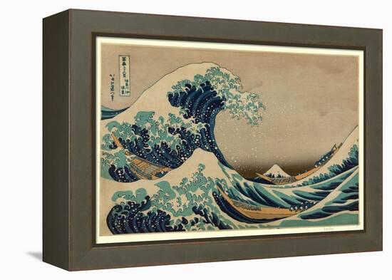 Kanagawa Oki Nami Ura-Katsushika Hokusai-Framed Premier Image Canvas