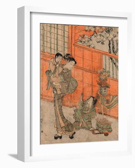 Kanda Sairei No Dashi No Gangu O Hiku Haha to Ko-Kitao Shigemasa-Framed Giclee Print