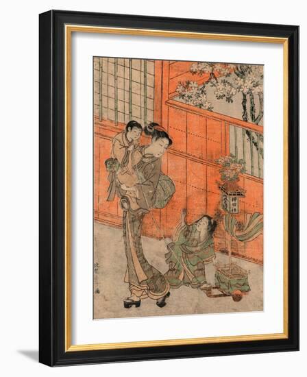 Kanda Sairei No Dashi No Gangu O Hiku Haha to Ko-Kitao Shigemasa-Framed Giclee Print