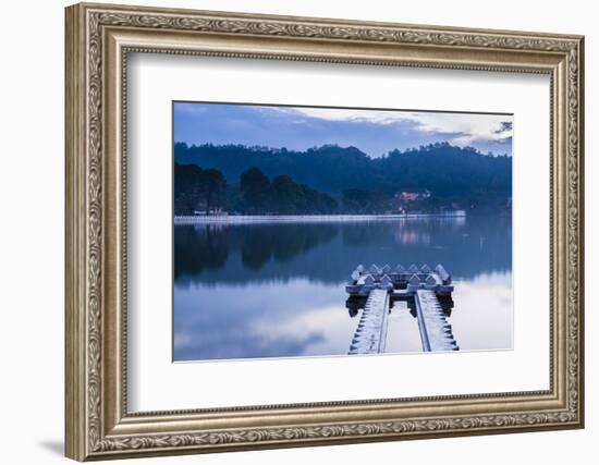 Kandy Lake and the Temple of the Sacred Tooth Relic (Sri Dalada Maligawa) at Night-Matthew Williams-Ellis-Framed Photographic Print