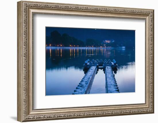 Kandy Lake and the Temple of the Sacred Tooth Relic (Sri Dalada Maligawa) at Night-Matthew Williams-Ellis-Framed Photographic Print