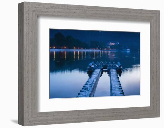 Kandy Lake and the Temple of the Sacred Tooth Relic (Sri Dalada Maligawa) at Night-Matthew Williams-Ellis-Framed Photographic Print