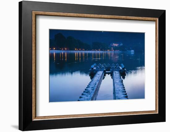 Kandy Lake and the Temple of the Sacred Tooth Relic (Sri Dalada Maligawa) at Night-Matthew Williams-Ellis-Framed Photographic Print