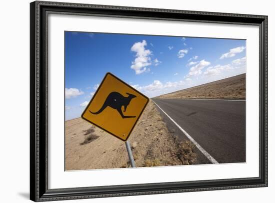 Kangaroo Crossing Sign in the Australian Outback-Paul Souders-Framed Photographic Print