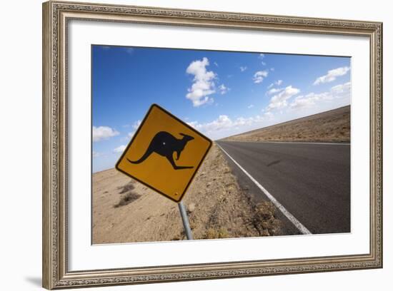 Kangaroo Crossing Sign in the Australian Outback-Paul Souders-Framed Photographic Print