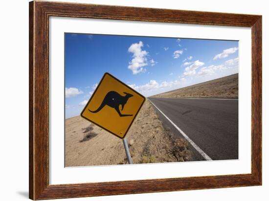 Kangaroo Crossing Sign in the Australian Outback-Paul Souders-Framed Photographic Print