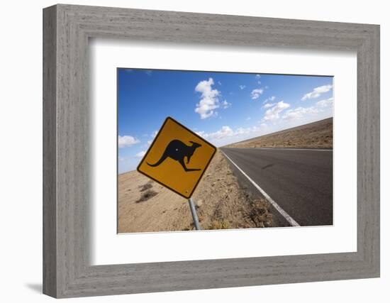 Kangaroo Crossing Sign in the Australian Outback-Paul Souders-Framed Photographic Print