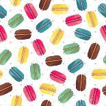 Seamless Pattern with French Sweet Macaroons. Cute Donuts Isolated on White Background. Delicious D-Kannaa-Art Print