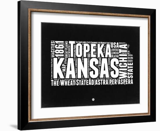 Kansas Black and White Map-NaxArt-Framed Art Print