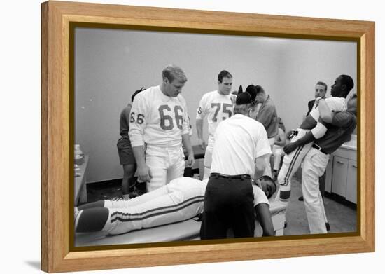 Kansas City Chiefs Football Team Players Massaged before the Championship Game, January 15, 1967-Bill Ray-Framed Premier Image Canvas