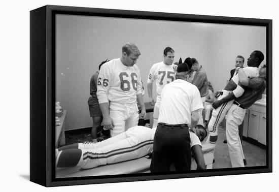 Kansas City Chiefs Football Team Players Massaged before the Championship Game, January 15, 1967-Bill Ray-Framed Premier Image Canvas