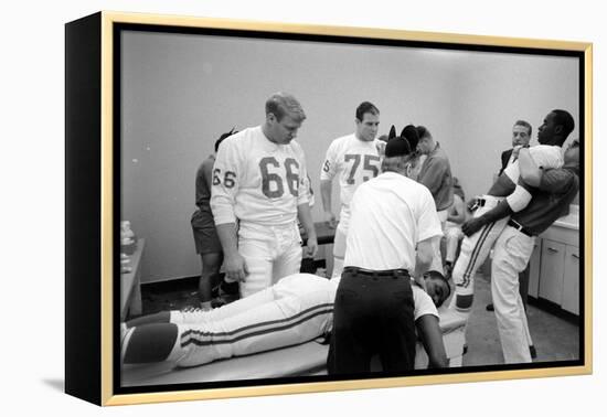 Kansas City Chiefs Football Team Players Massaged before the Championship Game, January 15, 1967-Bill Ray-Framed Premier Image Canvas