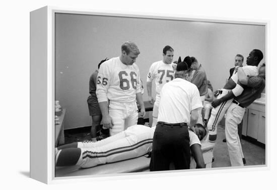 Kansas City Chiefs Football Team Players Massaged before the Championship Game, January 15, 1967-Bill Ray-Framed Premier Image Canvas