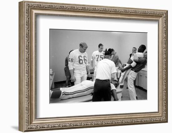 Kansas City Chiefs Football Team Players Massaged before the Championship Game, January 15, 1967-Bill Ray-Framed Photographic Print