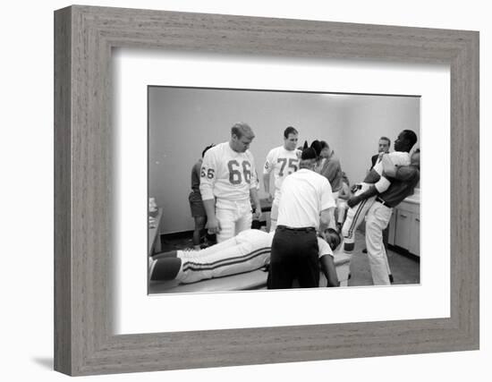 Kansas City Chiefs Football Team Players Massaged before the Championship Game, January 15, 1967-Bill Ray-Framed Photographic Print