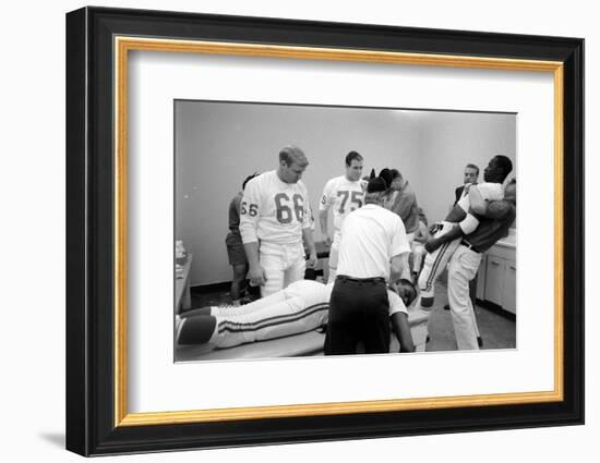 Kansas City Chiefs Football Team Players Massaged before the Championship Game, January 15, 1967-Bill Ray-Framed Photographic Print