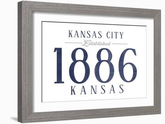 Kansas City, Kansas - Established Date (Blue)-Lantern Press-Framed Art Print