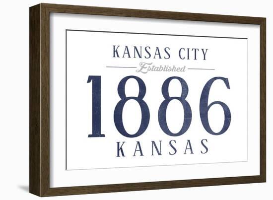 Kansas City, Kansas - Established Date (Blue)-Lantern Press-Framed Art Print