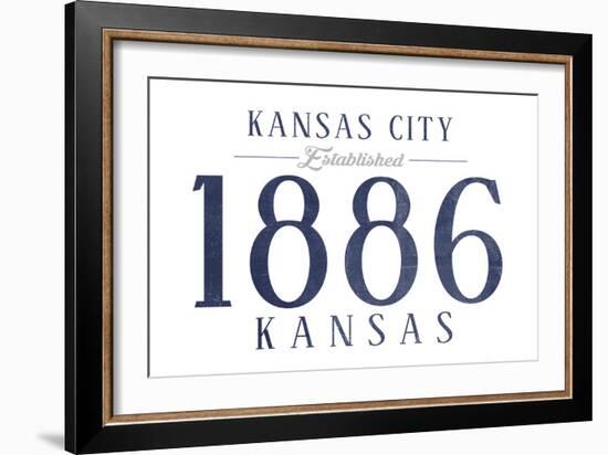 Kansas City, Kansas - Established Date (Blue)-Lantern Press-Framed Art Print