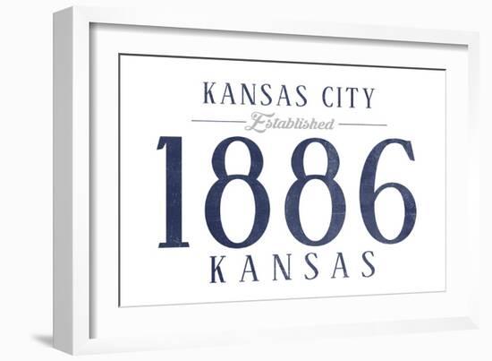 Kansas City, Kansas - Established Date (Blue)-Lantern Press-Framed Art Print