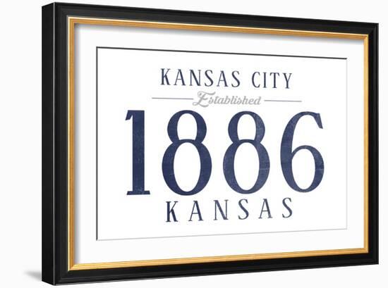 Kansas City, Kansas - Established Date (Blue)-Lantern Press-Framed Art Print