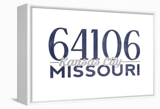 Kansas City, Missouri - 64106 Zip Code (Blue)-Lantern Press-Framed Stretched Canvas