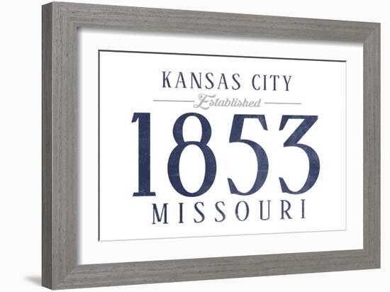 Kansas City, Missouri - Established Date (Blue)-Lantern Press-Framed Art Print