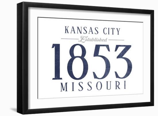 Kansas City, Missouri - Established Date (Blue)-Lantern Press-Framed Art Print