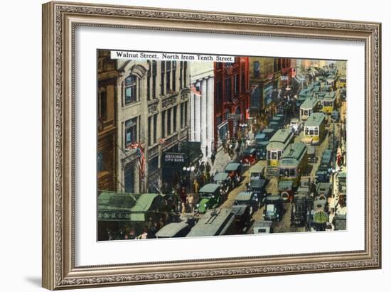 Kansas City, Missouri - General Northern View Up Walnut Street from Tenth Street-Lantern Press-Framed Art Print