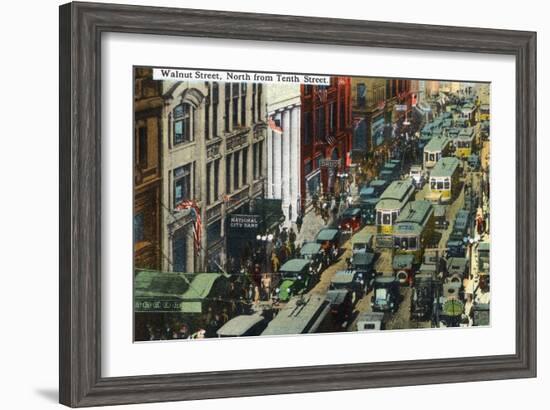 Kansas City, Missouri - General Northern View Up Walnut Street from Tenth Street-Lantern Press-Framed Art Print