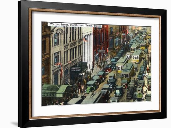 Kansas City, Missouri - General Northern View Up Walnut Street from Tenth Street-Lantern Press-Framed Art Print
