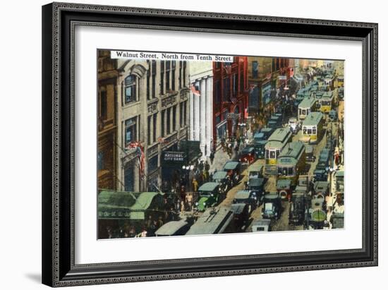 Kansas City, Missouri - General Northern View Up Walnut Street from Tenth Street-Lantern Press-Framed Art Print