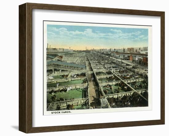 Kansas City, Missouri - General View of the Stockyards-Lantern Press-Framed Art Print