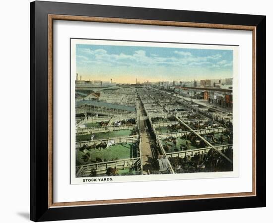 Kansas City, Missouri - General View of the Stockyards-Lantern Press-Framed Art Print