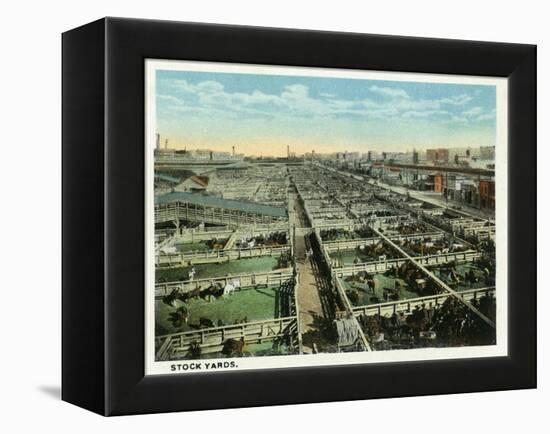 Kansas City, Missouri - General View of the Stockyards-Lantern Press-Framed Stretched Canvas